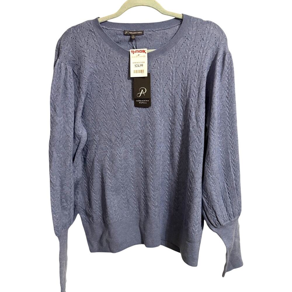 Adrianna Papell Long Sleeve Blue Women's Sweater shirt